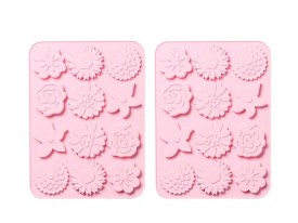 Molde silicona 12 flores planas